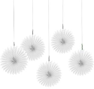 Amscan 29055-08-55 - Papier-Dekofächer, 5 Stück, Weiß, 15 cm, Hängedekoration