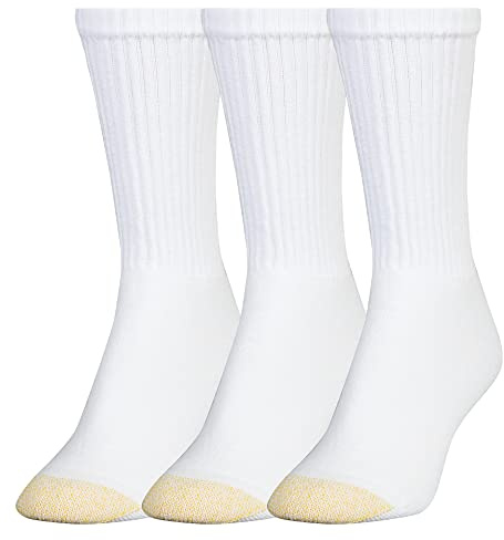 GOLDTOE Women's ULTRATEC Crew Socks, 3-Pairs, White, Shoe Size: 6-9