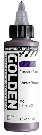 GOLDEN High Flow Acrylics, Transparent Dioxazine Purple, 4 fl. oz. Bottle