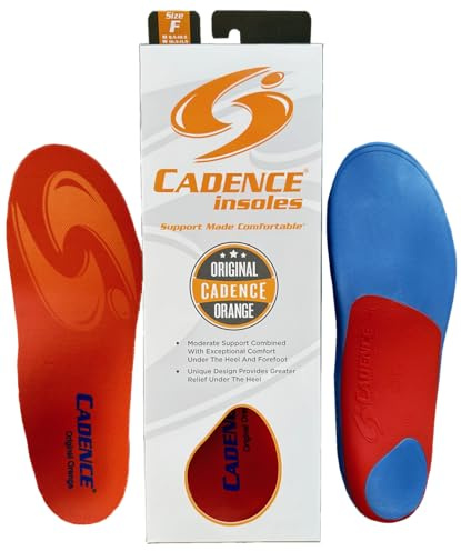 Cadence Insoles Orthotic Shoe Insoles, Orange, Men's 6.5-7.5, Women's 7.5-8.5