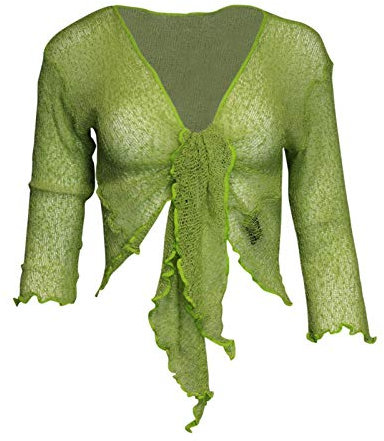 Rebeca estilo bolero simple, de punto, corta, con lazada Verde verde lima Talla única