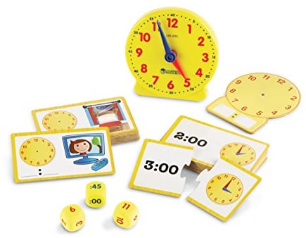 Learning Resources Spielset „Zeit“, lernuhr, lernuhr grundschule, lernuhr Kinder, uhrzeit Lernen Kinder, Uhr zum Lernen für Kinder, 3+