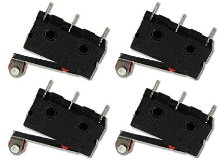 VUNIVERSUM 4X Premium 3Pin EIN Aus Micro Endschalter Schalter Näherungsschalter Positionsschalter Taster mit Rollenhebel 5A Tür Öffnen Schließen Automatik DIY RC Modellbau
