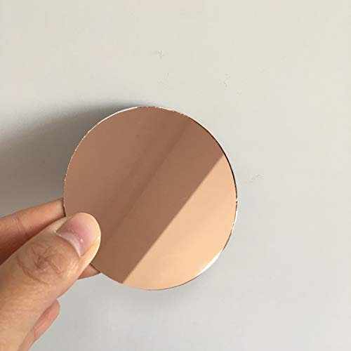 Lot de 30 carreaux de miroir ronds de 5,1 cm - Or rose - Pour loisirs créatifs, décoration de maison - Mosaïque (or rose, diamètre : 5,1 cm)