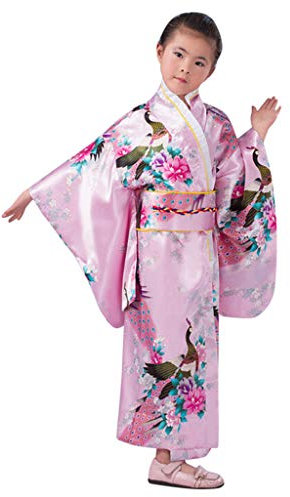 Xmiral Abiti Kimono Robe Costume Tradizionale Giapponese Toddler Bambini Neonate Abiti (150cm,Rosa)