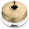 Fontini Interruptor - conmutador vintage Dimbler para pared - Estilo retro para hogares, hoteles, casas rurales u oficinas - Base de porcelana blanca cúpula dorado satinado manecilla dorado brillo