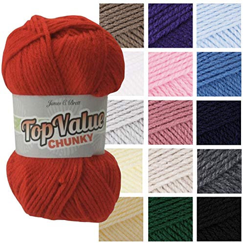 James C Brett Top Value Chunky Acrylic Yarn Knitting Crochet Wool 100g Ball (TC15 Navy)