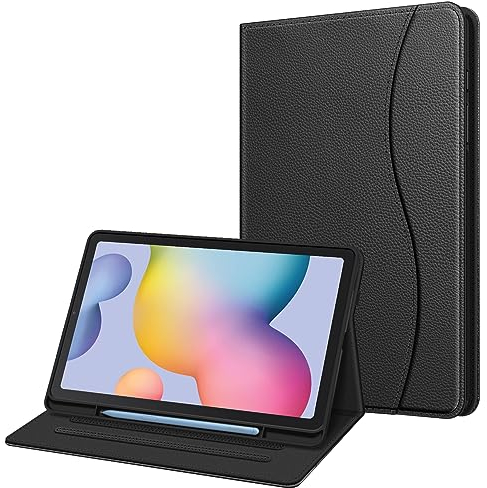 Fintie Hülle für Samsung Galaxy Tab S6 Lite 10.4 2024/2022/2020, Soft TPU Rückseite Gehäuse Schutzhülle mit S Pen Halter und Dokumentschlitze, Schwarz