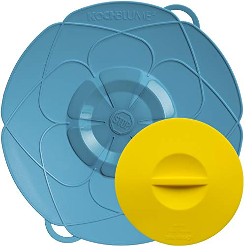 Kochblume - das Original vom Erfinder Armin Harecker L 29 cm türkis, Überkochschutz für Topfgrößen von Ø 14 bis 24 cm, mit Frischhaltedeckel gratis