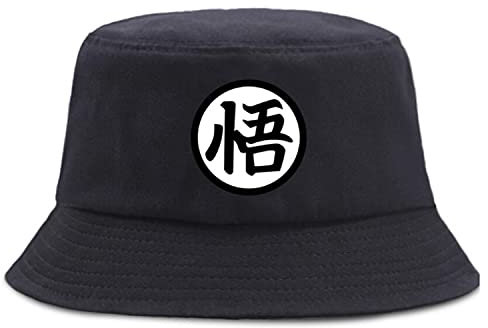 WANHONGYUE Anime Dragon Ball Z Goku Fischerhut Anglerhut Unisex UV Schutz Sonnenhut Sommer Faltbar Bucket Hut Strand Mütze Schwarz/1