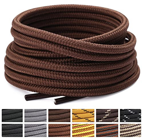 Stepace Cordones Redondos para Botas [2 pares] Cordones Duraderos para Botas de Senderismo y Trekking Zapatos, Longitud 120-180cm Brown 140(Low density)