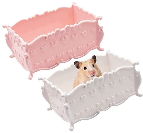 Hamster Toilette, 2PSC 17 * 11 * 9cm Hamster Kleintiere Sand Badezimmer Rosa Weiß Hamster Kunststoff Bad Sauna Toilette Haustier Badezimmer Für Kleintiere Hamster Rennmaus