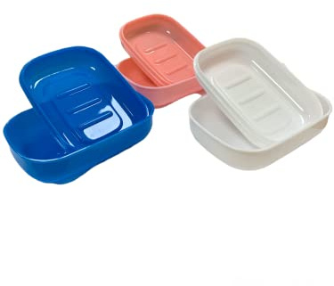 CS Beauty Travel 3 Pack Soap Case Holder, Soap Container Plastic Shower Soap Box Soap Dish with Lid for Bathroom Traveling