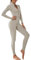 OEAK Damen Sport Jumpsuit Lang Eng Yoga Overall Langarm V-Ausschnitt Playsuits mit Reißverschluss Jogging Strampler Hosenanzug Trainingsanzug,Sliber,S