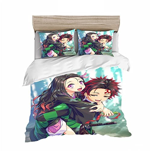 Doiicoon Demon Bettwäsche-Set, 100% Mikrofaser, Kinderbettwäsche, Anime Bettwäsche, Für Kinder Jugendliche (6,135x200cm)