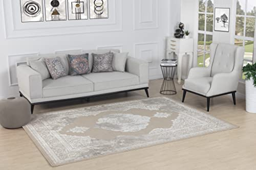 Livabliss Azra Tangier Vintage Rug, Living Room, Boho – 160x213 cm, Beige