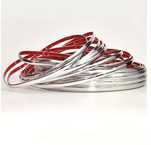 3 mètres Garniture De Moulage Automobile Voiture Chrome, Bande De Moulage Auto-Adhésif décoration bande de garniture de moulage pour Voiture/Camion, Porte fenêtre latérale Protecteur Anti-Rayures (
