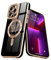 Lafunda Magnetisch Hülle für iPhone 13 pro max Handyhülle Schutzhülle Kamera-Vorsprung Case Schmetterling Vergoldung Glitzer Mädchen Stoßfest Cover für iPhone 13 pro max Schwarz