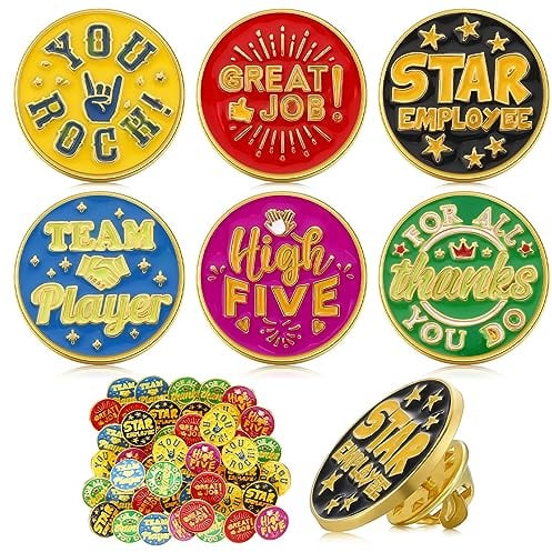 Zeyune 48 Pcs Employee Recognition Appreciation Pins, Reward Style