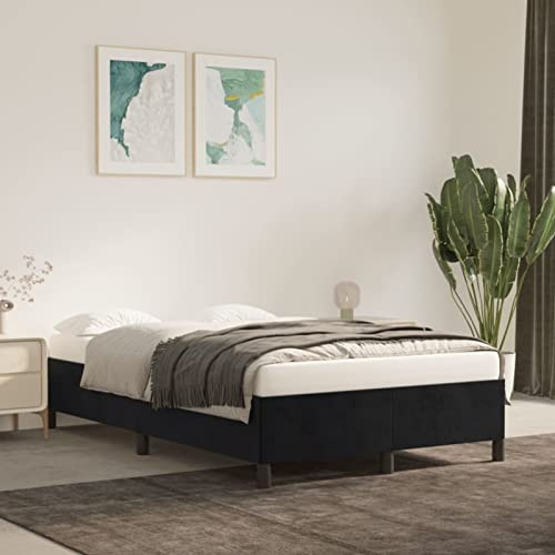Homgoday Samt-Bettgestell Schwarz 203x123x35cm - Ergänzung für Ihr Schlafzimmer Model347314