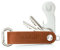 Key Organizer - Schlüsseletui aus Echt-Leder, Edelstahl mit Schlüsselfundservice, Einkaufswagenlöser, Flaschenöffner, Profiltiefenmesser Cognac