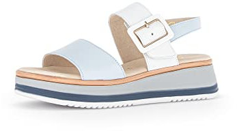 Gabor Damen Keilsandalen, Frauen Sandalen,Moderate Mehrweite (G),Wedge-Heel,bequem,Sommerschuhe,Freizeitschuhe,Artic/Weiss (LDS),38.5 EU / 5.5 UK