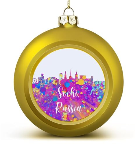 Yelolyio 1PCS Weihnachtskugeln Ornamente Russland Sotschi Regenbogen Skyline Weihnachten Dekorationen Bunte Städte Landschaft Baum Kugeln für Urlaub Weihnachten Party Dekoration