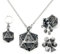 Haxtec Mini Metal DND Dice Set with Antique Iron Hollow D20 Necklace Dice Case Antique Tiny Metal Dice Set D&D Keychain Portable 7PCS Dice Set