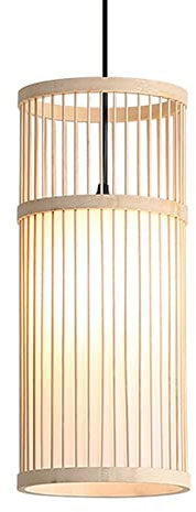 SUCADA Modern Simplicity Small Bamboo Lamp Minimalist Romantic Pendant Shade E27 Single Head Cylinder Hanging Lights Hand-Woven Japanese Ceiling Chandelier for Teahouse Café Bedside Bar Clubs