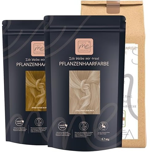 Thats me Organic® Profi Pflanzenhaarfarbe + Zubehörset (cool sahara blond) – Bio Haarfarbe ohne Chemie – Haarfarbe für gesundes Haarefärben auch während Schwangerschaft und Stillzeit