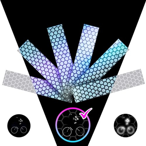 LOOM Reflective Stickers Kit (6pcs Prism-Gray)• Nighttime Safety Waterproof Self-Adhesive Decals for Helmets, Skateboard, Bike, Scooter, E-Bike, Motorcycle & Strollers • Bright Colors