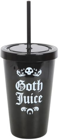 Gothic Tumbler with Straw - Dark Matter Drinkware, Unique Gothic Gifts - Statement Piece, Bold White Design on Sleek Black Background - 500ml