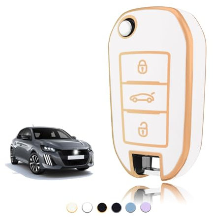 TOOMUME Coque Clé TPU, Etui Clé Étui Clé Adapté pour Peugeot 208 308 508 2008 3008 Rifter Citroen C3 C4 Cactus Berlingo Picasso Xsara Jumpy, Couvre Clef Cache Cle Voiture Telécommande - Flip Key