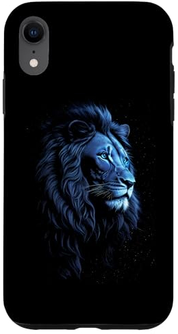 Hülle für iPhone XR Löwen-Kunstwerk mit blauen Augen, Zootier, König, Wildkatze