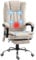 Vinsetto Office Chair with Massage and Heat, Microfibre Reclining Computer Desk Chair with Footrest and Adjustable Height, Swivel Wheels for Home Office, Cream White