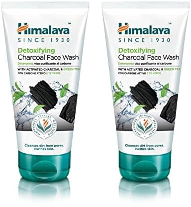 Himalaya Detoxifying Charcoal Face Wash with the Goodness of Green Tea and Coconut Charcoal Powder, Removes Dirt and Purifies the Skin, Leaving It Clean and Refreshed - 150 ml (Pack of 2)