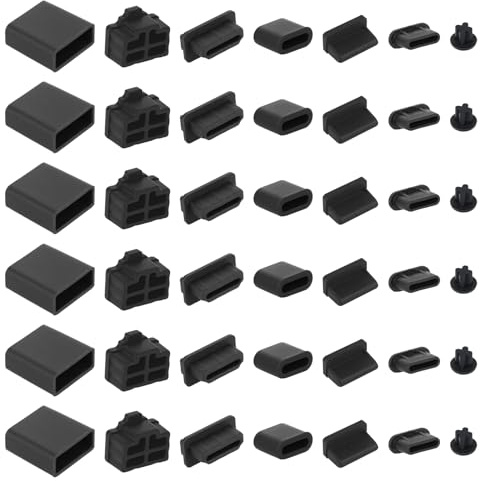 50 Stück 7 Arten USB Schutzkappe, Silikon USB C Staubschutz USB-C-Schutzkappe USB-A Port Schutzkappe Anti Staubschutz für USB-A Weiblich/Männlich, USB-C, 3.5mm Kopfhörer, RJ45 Ethernet