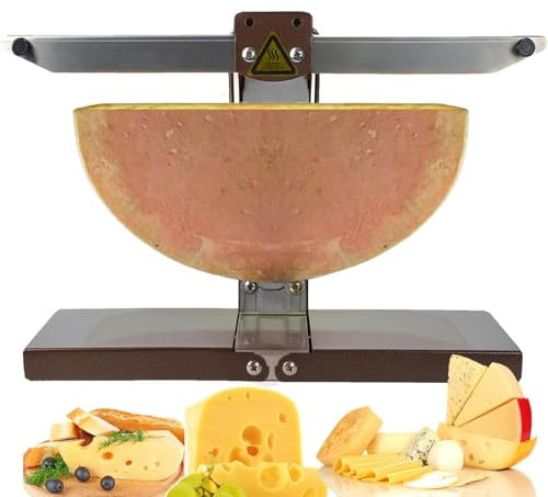 Hydravex Raclette Cheese Melter Commercial Electric Machine for Half Cheese Wheel Multi-Function Adjustable Angle Stainless Steel 900W Rapid Heating