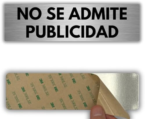 LEIASA | Señal Adhesiva No Se Admite Publicidad - 5x18 cm - Grosor 0.8 mm - Aluminio - Rótulo Prohibido Publicidad - Signo Zona Sin Publi - Cartel Adhesivo 3M - Espacio Libre de Anuncios