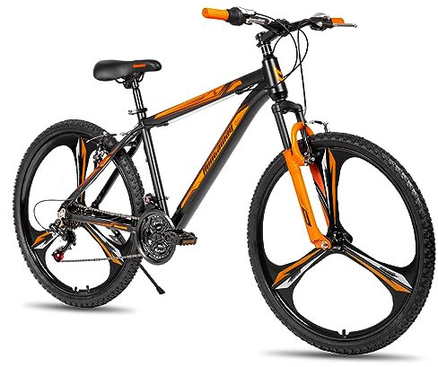 Hiland 26 Zoll Mountainbike Hardtail MTB Bike Fahrrad Federgabel V Bremse 21 Gänge 3-Speichen Rad für Männer Frauen Jungen und Mädchen Schwarz Aluminium Rahmen