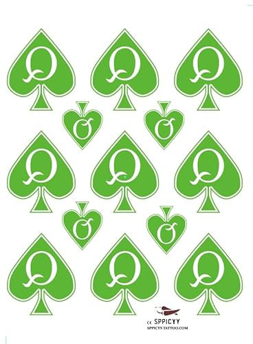 New 13 Temporary UV Tattoos Neon Neon Glow in the Dark Queen of Spades BBC QOS Black Tattoo Queen of Pic HotWife Queen of Spades Hypoallergenic Fake Tattoos