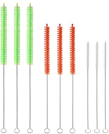 KLeXiC Reusable Long Colored Straw Cleaner Brush Set 12 Bendable 9 Pack,Capable of Cleaning Various Metal, Silicone, Plastic, Bamboo,Glass Straws Tubes Diameters Ranging from 4-16mm