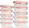 TempFoo Glass Containers with Lids, 10 Pack Airtight Glass Meal Prep Containers, Glass Food Storage Containers, Reusable, Stackable, Microwave, Oven, Freezer and Dishwasher - Pink