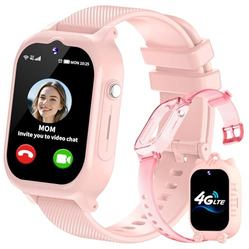 EUNICECG 4G Smartwatch Bambini Orologio Bambino Bambina Localizzatore GPS Telefono SOS Videochiamata Contapassi Sveglia HD Fotocamera Impermeabile Digitale Regalo Giocattolo 4 5 6 7 8 9 10 11 12 Anni