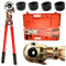 Rimex - Pinza a pressa idraulica, 60 kN, per PEX-AL-PEX & PERT-AL-PERT, inserti a ganasce U16, U20, U25, U32, manici telescopici, girevole a 360°, con koff