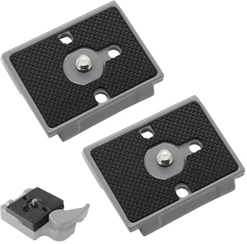 GXGM 2 Pièces Plaque Fixation Pour Trépied Universelle,Support Appareil Photo, Compatible Avec Manfrotto 200PL-14 Plaque，Pour Rotule De Trépied D'Appareil Photo (gris)