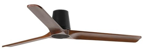 Faro Heywood Tub Ventilador de techo grande de 3 aspas, color negro mate y nogal