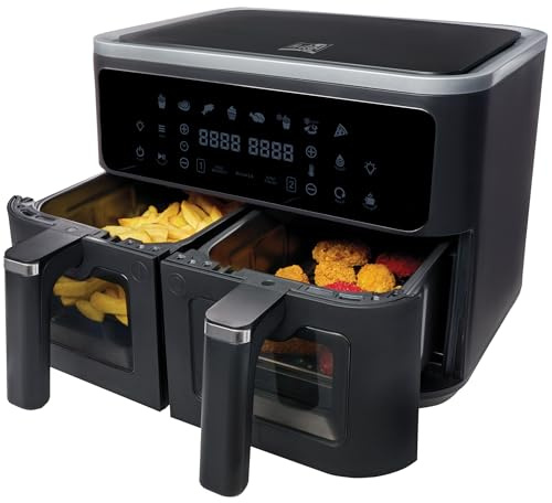 FRITEL Airfryer SnackTastic® 8480 DUO – Doppelte Heißluftfritteuse – 2 x 4,5 l – 2 x 1350 g – 2400 W – 8 Programme – 2 bis 9 Pers. – Digitales Touchscreen-Display – Sichtfenster – PFAS-frei