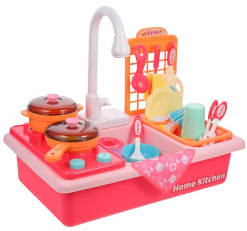 SUPVOX 1set Boy Girl Dishwasher Toy Interactive Kitchen Sink Playset with Running Water Electric Dishwasher for Role Play Safe Pretend Cooking Toys for Boys Girls