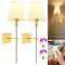 Lampade da parete LED ricaricabili wireless, confezione da 2, con telecomando, dimmerabili, 400 lumen, batteria da 5000 mAh, adatte per decorazione della camera da letto e della casa. (Oro)